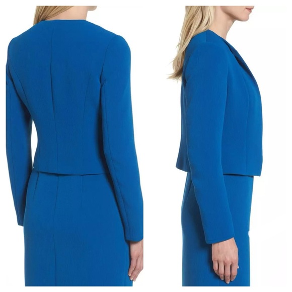 Hugo Boss Jackets & Blazers - HUGO BOSS Blue Jerusa Textured Stretch Cropped Suit Blazer Jacket US 10